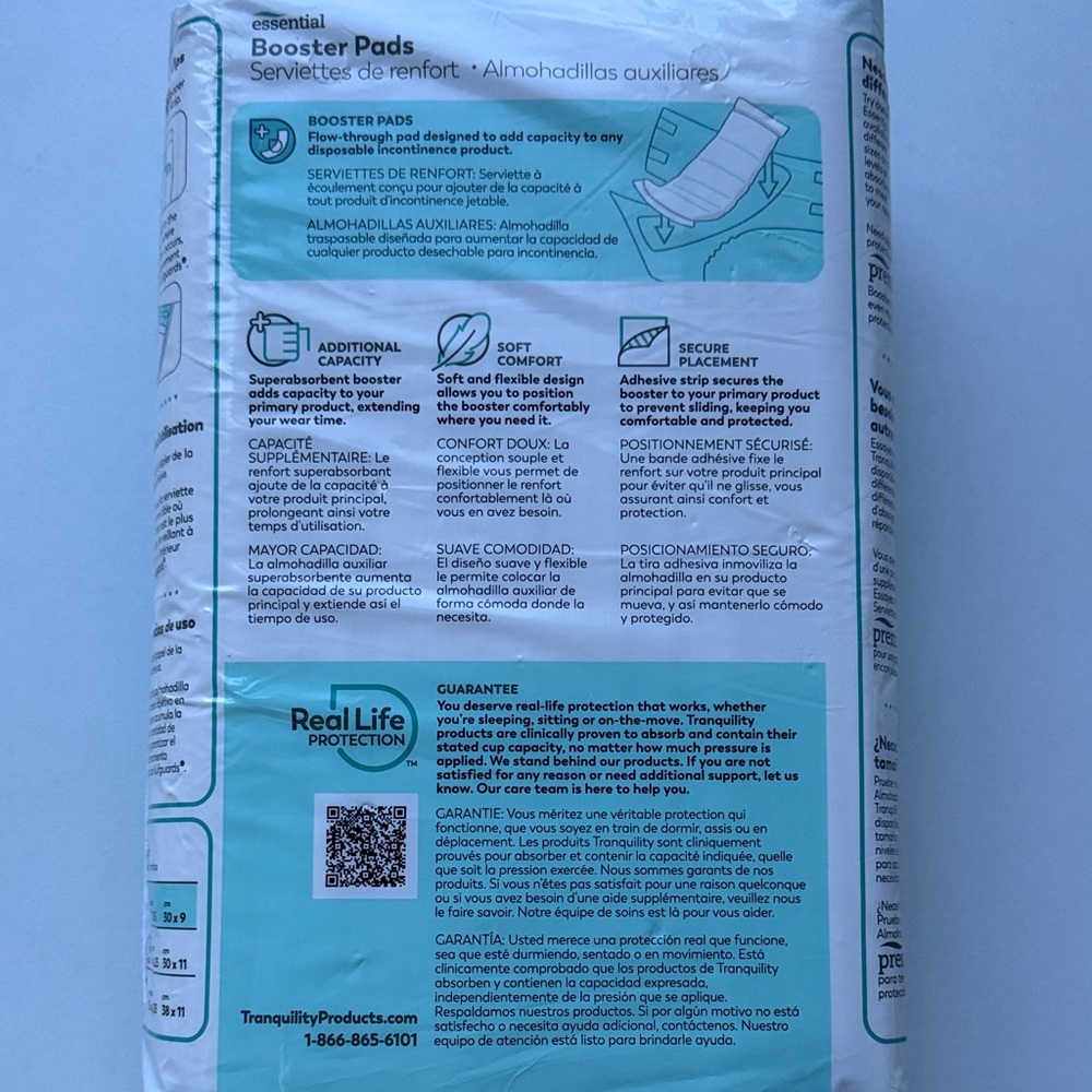 Tranquility Essential Booster Pads Adult Unisex Heavy Absorb 3.5’x12’ - 270 Pads - Picture 3 of 10